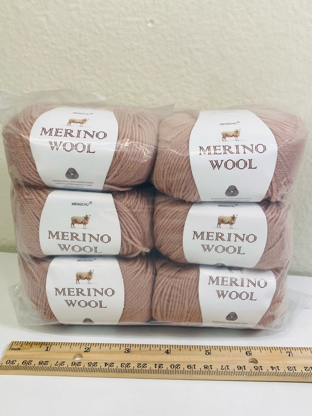 6 NWT (~300g+ total) 100% Merino Wool Yarn by Mengchu in Pastel Pink